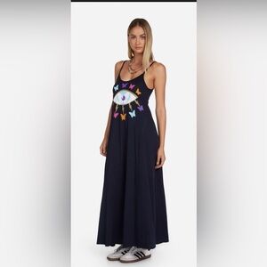 Lauren Moshi Berna Butterfly Eye Maxi Dress in Navy